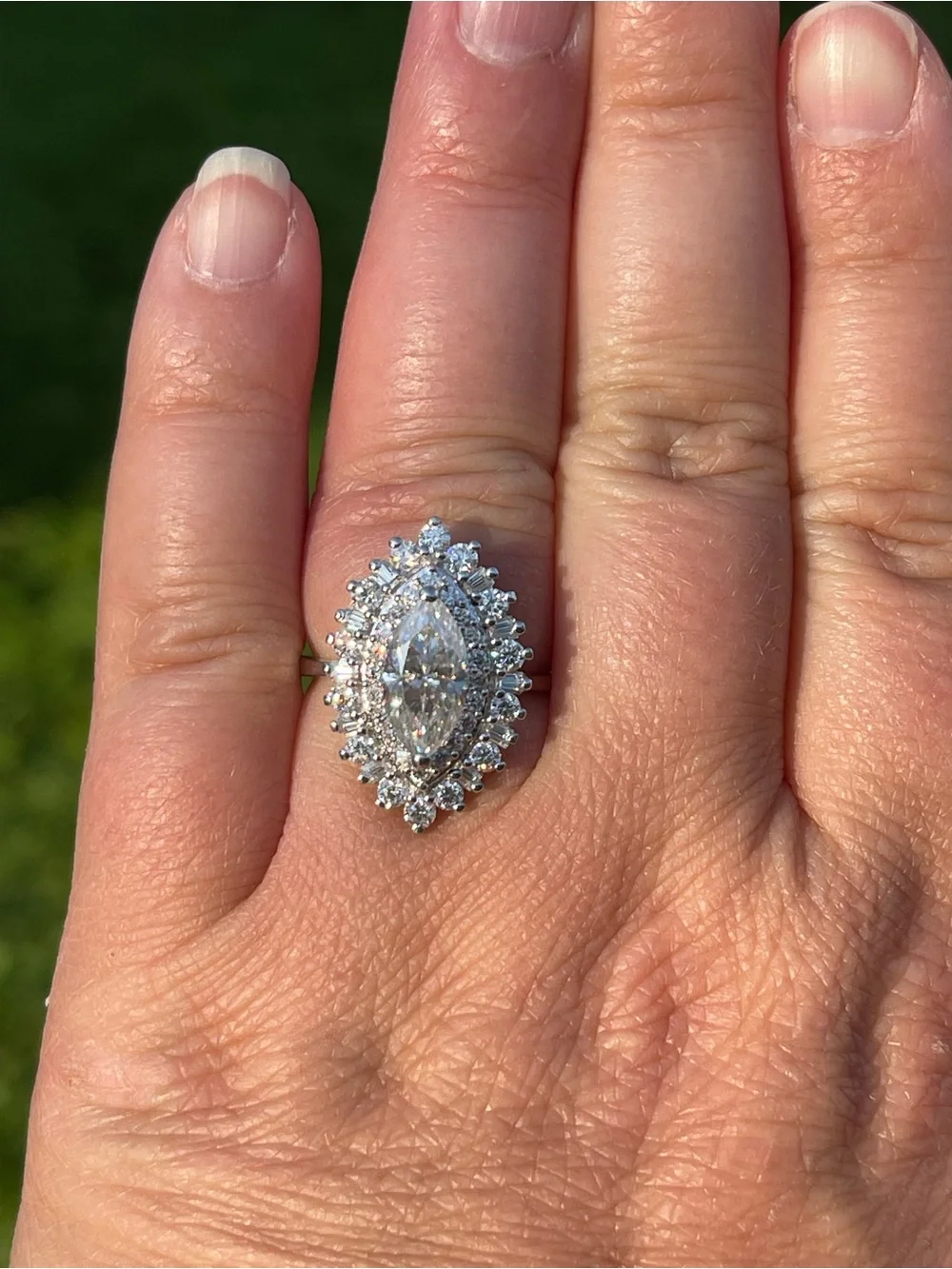 Marquise Moissanite Double Halo Ring